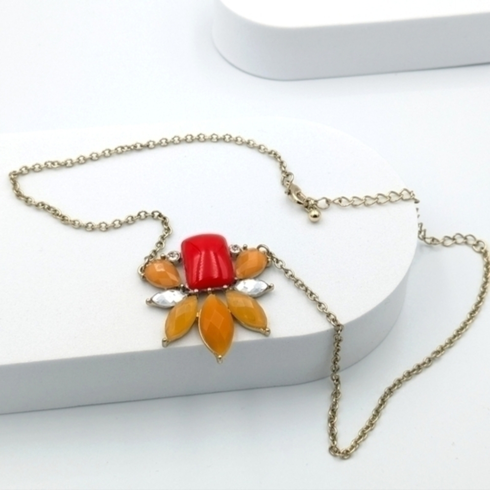 4/24$  Rhinestone costume necklace orange